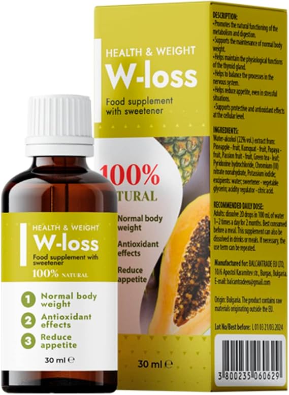 W-Loss Drops - Natural Food Supplement | Supports Healthy Weight Loss and Fat Burning | Ketogenic | 30ml