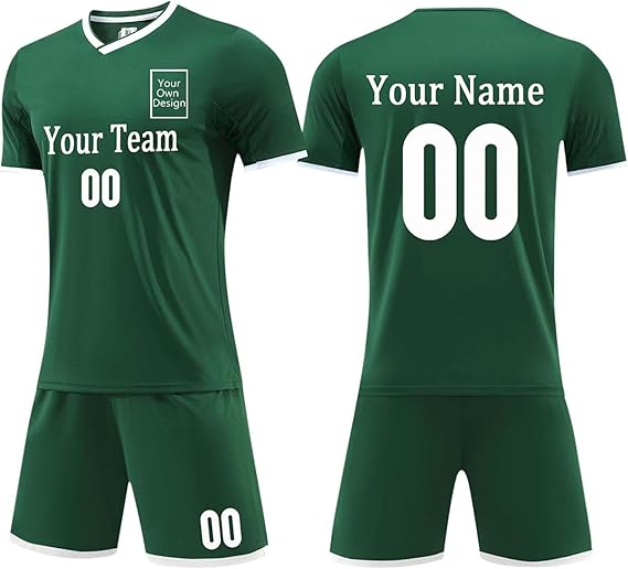 Personalised Football Kit for Kids,Custom Boys Girls Football Kits,Personalised Soccer Shirt and Shorts with Any Name Number Team Logo,Custom Footballs Uniform,Customisable Footballing Jersey