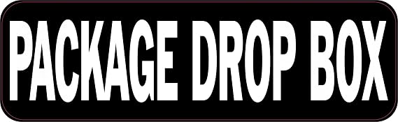 Package Drop Box Vinyl Sticker, 10 inches by 3 inches