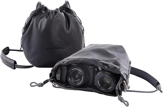 PGYTECH OneGo Drawstring Small Camera Bag Soft Cute Camera Pouch Handbag | Black Camera Sling Bag Compatible with Mirrorless Cameras/Nikon/Canon/Sony/Fuji/Pocket 4 Camera Case