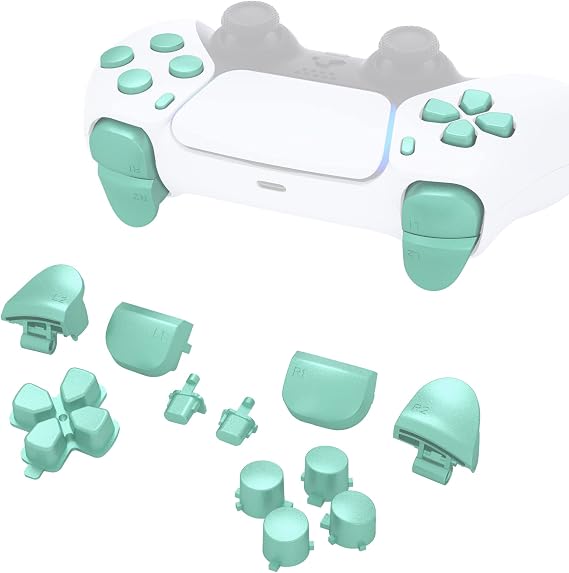 eXtremeRate Replacement Buttons for PS5 Controller BDM-010 & BDM-020 DIY Premium Action Buttons Control Pad Trigger Bumpers Share/Options Button Kit Compatible with PS5 Controller - Electric Green