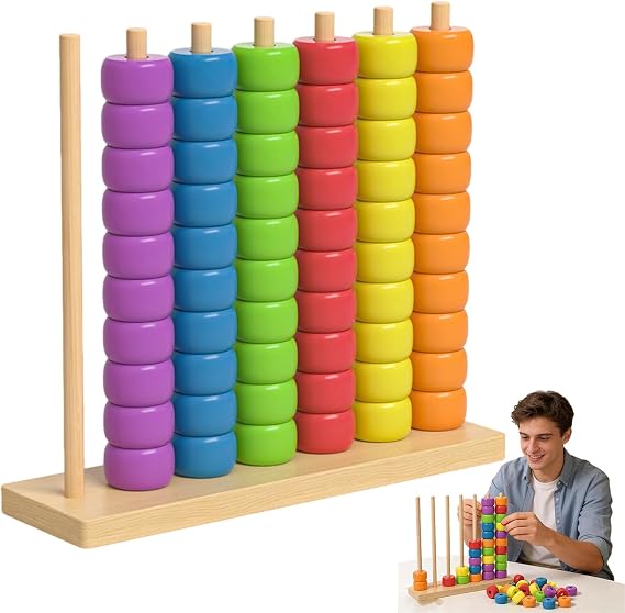 Color Stack Game, Color Stack Challenge Game Ring Stacking Puzzle, Speed Matching Strategy Competition for 2 Players, Tabletop Party Brain Teaser with Racks (Color 1Set)