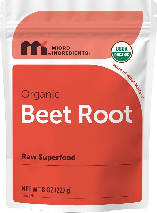 Micro Ingredients Organic Beet Root Powder, 8 oz | Nitric Oxide Supplement, Water Soluble, Highly Concentrated Raw Beet Supplement, Superfood Drink Mix, Non-GMO, Plant Based