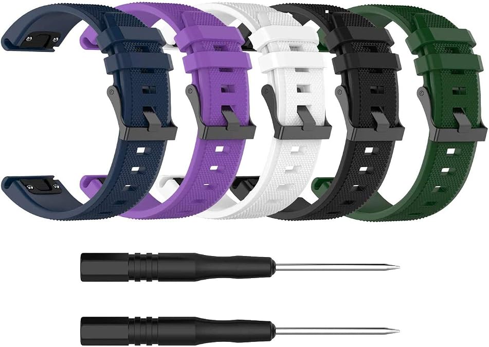Straps Bands Intended for Garmin Approach S62/S60 / Fenix 7/6/5 / Quatix 7/6/5 / Forerunner 965/955/945/935/745 / MARQ/Instinct 2 Smartwatch Silicone 22mm Quick Release Band Strap Watch Wristbands