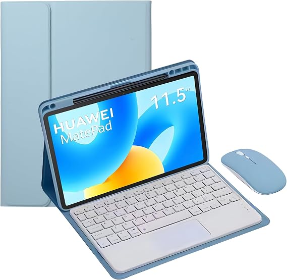 Keyboard Case for Huawei Matepad 11.5 Inch 2023, 7 Color Backlit, Multi-Touch Trackpad, Detachable Keyboard, Built-in Pencil Holder,Blue