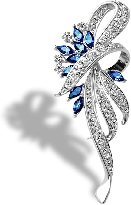 Vintage Brooches for Women,Trendy Blue Rhinestone Brooch Pins,Silver Crystal Brooches,Gold Large Brooch,Aesthetic Festival Jewelry Accessories