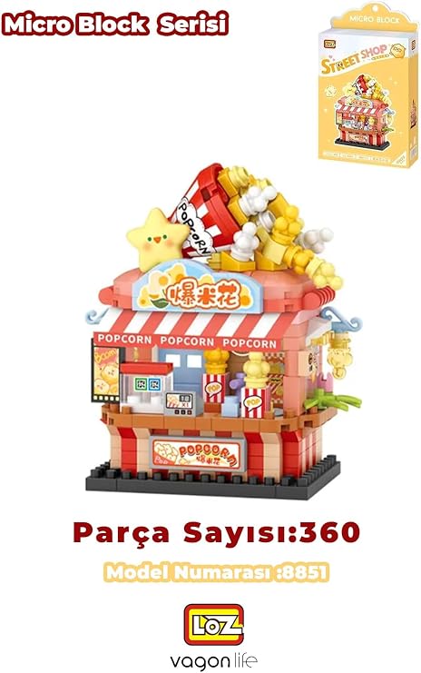 Loz Micro Block Serisi Popcorn Dükkanı 360 Parça Dekoratif Oyuncak Yapım Seti Yapı Blok FFLZ-8851