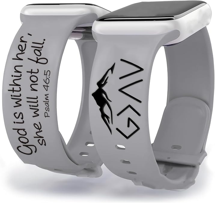 God In Her Heart Bible Watch Band Silicone Strap Engraved With Psalm 46:5 For 38mm 40mm 41mm 42mm 44mm 45mm 46mm 49mm Watches Jesus God Christian Psalm Gift