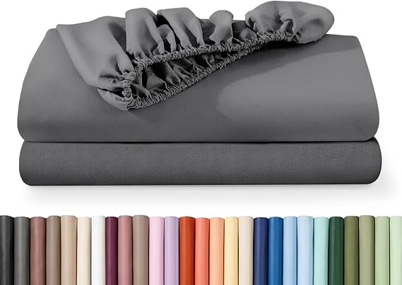 Bare Home 2-Pack Fitted Sheet 1800 Ultra-Soft (Full, Grey)