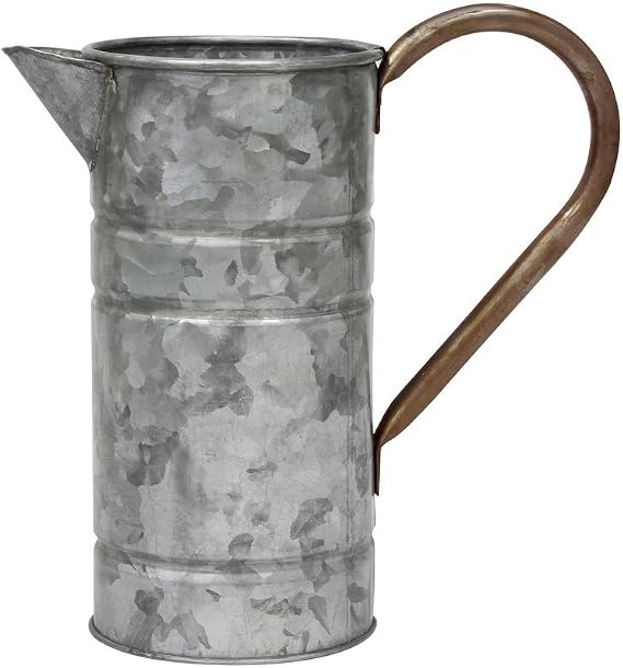Stonebriar Decorative Antique Galvanized Metal Pitcher with Handle