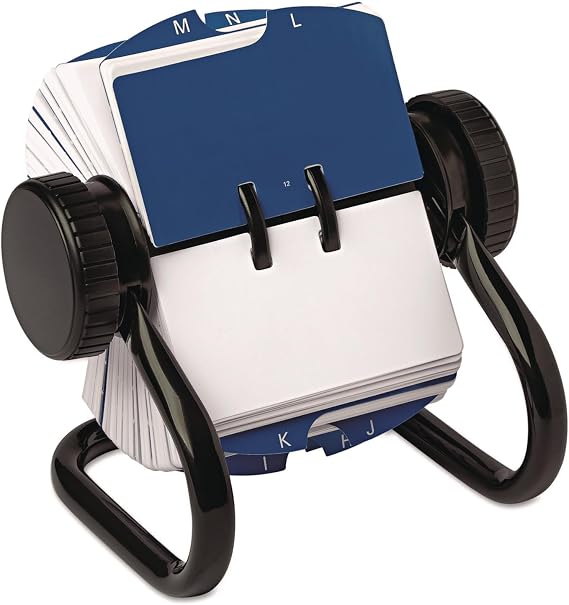 Open Rotary Card File Holds 250 1 3/4 x 3 1/4 Cards, Black