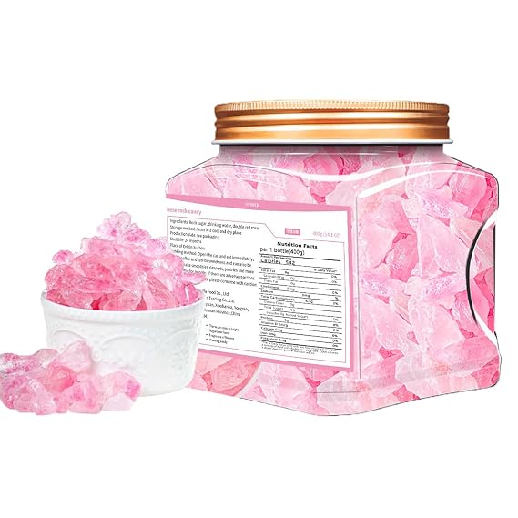 Rose rock candy 14.1 oz/400g, rock sugar for tea