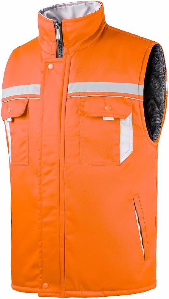 Winter Safety Vest for Mens Sleeveless Padded Work Jacket Hi-Vis Insulated Work Vest