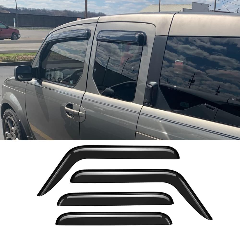 94725 Sunproof Waterproof Side Window Wind Deflector, 4pcs Protective Replacements Rain Guards Set, Window Visor fit for 2003-2011 Honda Element