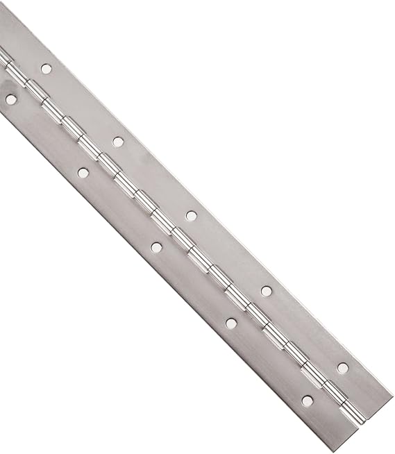 Stainless Steel 304 Continuous Hinge with Holes, Unfinished, 0.06" Leaf Thickness, 3" Open Width, 1/8" Pin Diameter, 1/2" Knuckle Length, 5' Long (Pack of 1)