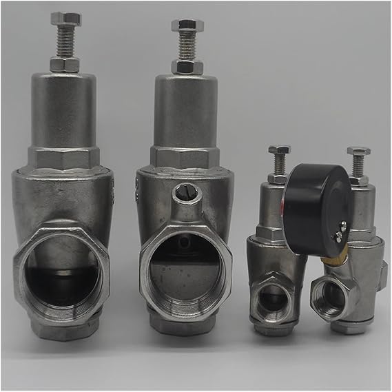 1pcs 304 Stainless Steel Water Pressure reducing Valve with pressue Gauge DN15-DN50 Water Pressure Regulator/Reducing/Relief Valves(DN40,Without P.Gauge)
