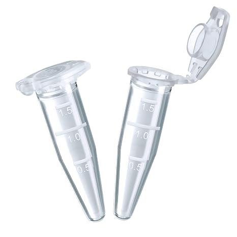 1.5ml Sterile Microcentrifuge Tubes with Safe-Lock Cap, Pack of 500, Max.RCF15000G Conical Bottom Centrifuge Tubes, PP Material, Molded Graduation 10.6x39.5mm, IN-MT15A