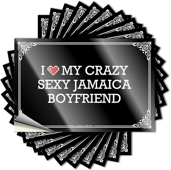 House Stuff Fall Sticker - I Love My Crazy Sexy Jamaica Boyfriend Removable Decal Water Easy Peel for Skate(6X9CM)