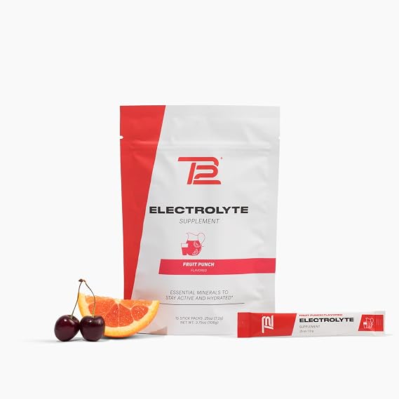 TB12 Electrolytes Powder Packets Fruit Punch Mineral-Rich Electrolyte Powder for Fast Hydration by Tom Brady - Natural, Low Sugar, Vegan, Gluten-Free, Easy to Mix - 15 Stickpacks
