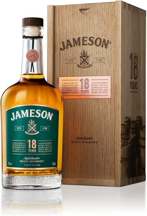 Jameson 18 Year Old Triple Distilled Irish Whisky with Wooden Giftbox, 70cl