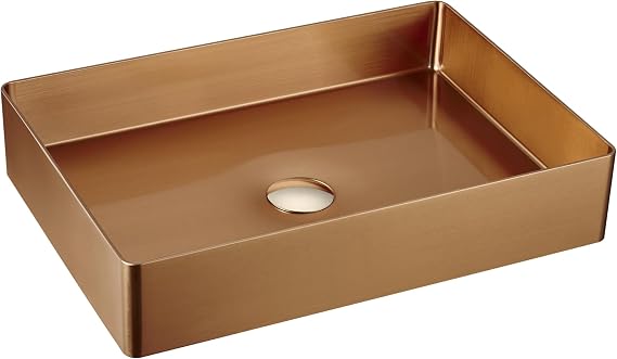 Karran Cinox Stainless Steel Rectangular Vessel Sink in Brushed Copper