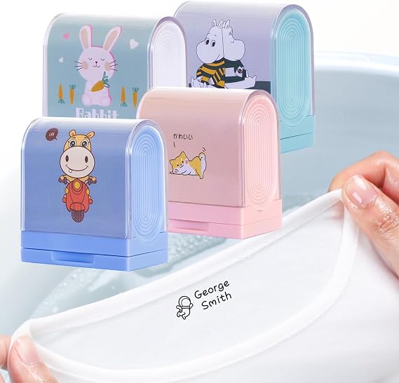The Name Stamp for Kids Clothes, Kids Name Stamp, Waterproof and Durable, Kids Clothing Name Stamp, 4 Colors and 36 Cartoon Patterns, Custom Name Stamp for Clothing