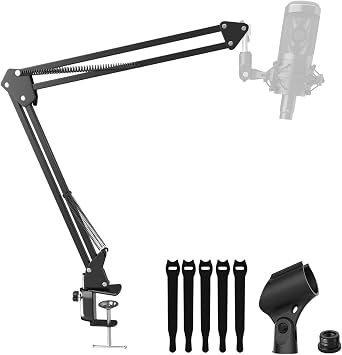 Mic Boom Arm Stand [MAX 3.3lbs ] Heavy Duty Microphone Holder Desk Mics Scissor Mount Streaming Accessories for Blue Yeti HyperX QuadCast S SoloCast snowball Fifine K669B AT2020 - Medium