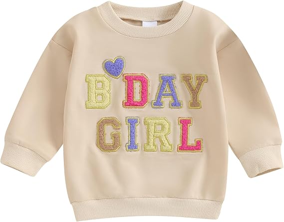 FIOMVA Birthday Day Girl Shirt Outfits Toddler Baby Girl One/Two/Three/Four Embroidery Sweatshirt Shirts Birthday Gift