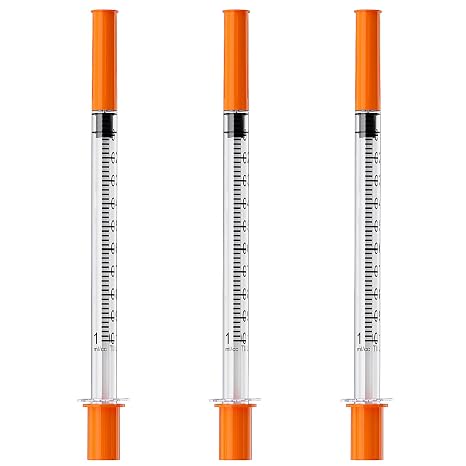 1mL/cc Syringes with Needle 30G 5/16" (8mm), Individually Wrapped, Pack of 100