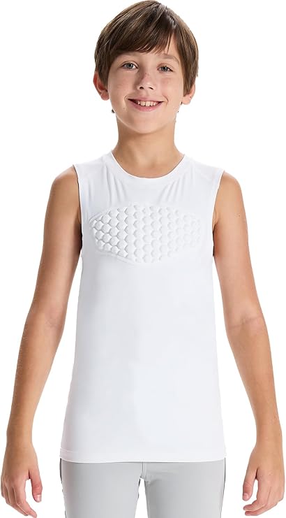 DEVOROPA Youth Baseball Chest Protector Softball Padded Compression Shirt Football Lacrosse Heart Guard Sternum Undershirt