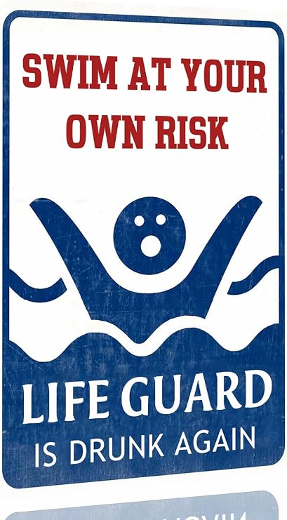 Pool Decorations Outdoor Pool Decor Swim At Your Own Risk Pool Sign Pool Deck Accessories Gifts Funny Warning Safety Plaque Signs For Swimming Pool Beach Water Park Decor Outdoor 8 X 12 Inch