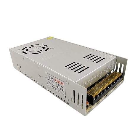 JOYLIT 24 Volt 15A 360W Power Supply Adapter, AC 110V 220V to DC 24V 15amp Converter Universal Regulated LED Driver Low Voltage Transformer for LED Lights,Lighting Project