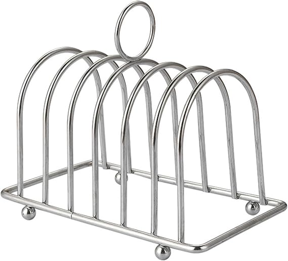 Stainless Steel Toast Bread Rack 6 Slices Bread Loaf Slices Holder Stand Bakeware Grid Cooling Rack With Handle Kitchen Bread Display Stand Food Display Tool