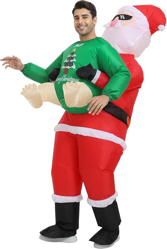 Inflatable Santa Costume for Adult, Christmas Inflatable Costume Santa Claus Blow Up Costumes for Men Women Christmas Cosplay Party