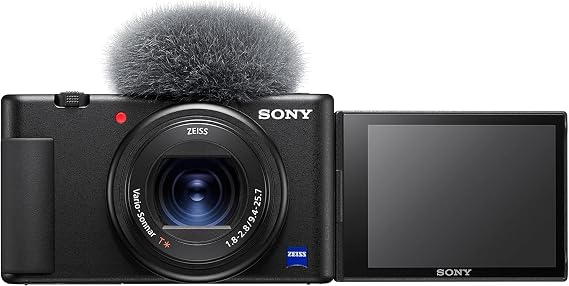 Sony ZV-1 Vlog Kamerası, 3 İnç Dokunmatik LCD, 2.7x Zoom, 20.1 Megapiksel, 24-70 Milimetre Lens, 3 Mikrofon, HDMI, Siyah