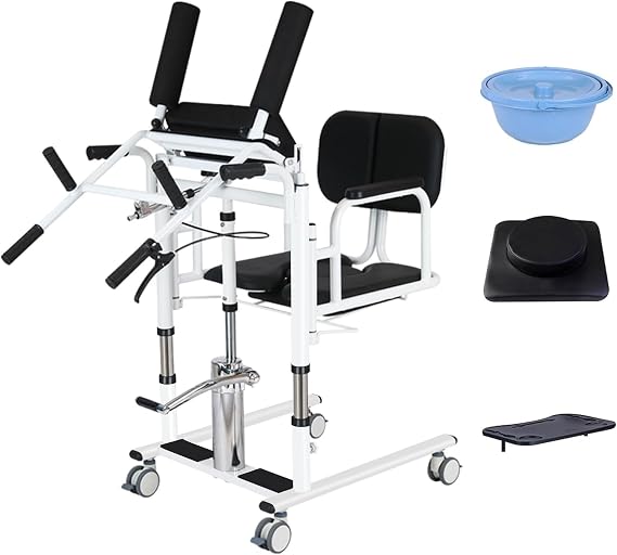 Patient Lift Transfer Chair, Hydraulic Patient Lift Wheelchair for Home, Portable Transfer Nursing Chair Lifter, Patient Lift Transfer Chair for Home,Black