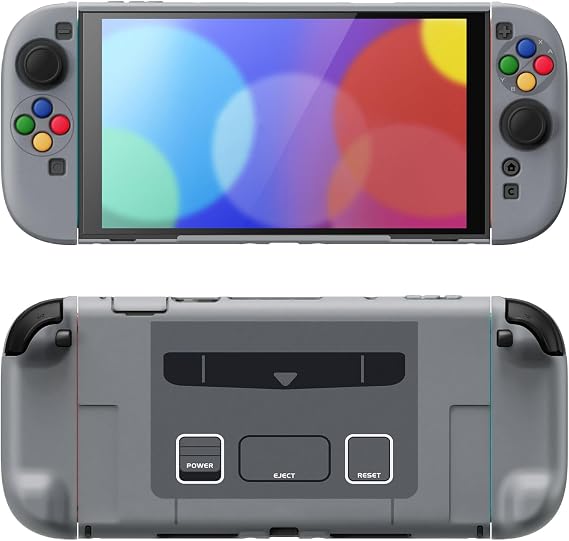 PlayVital Solid Color Series Protective Case for Nintendo Switch 2, Dockable Hard Shell Cover with Foldable Stand and Thumb Grips – SFC SNES Classic EU Style