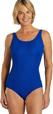 Sporti Women Tummy Control One Piece Swimsuit, Unique Textured One Piece Bathing Suits for Training Sports