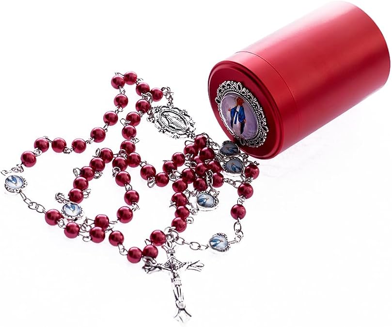 6mm Rosary Beads with Rosary Box, Black Glass Saint Benedict Necklace, Anglican Prayer Beads Catholic Gifts