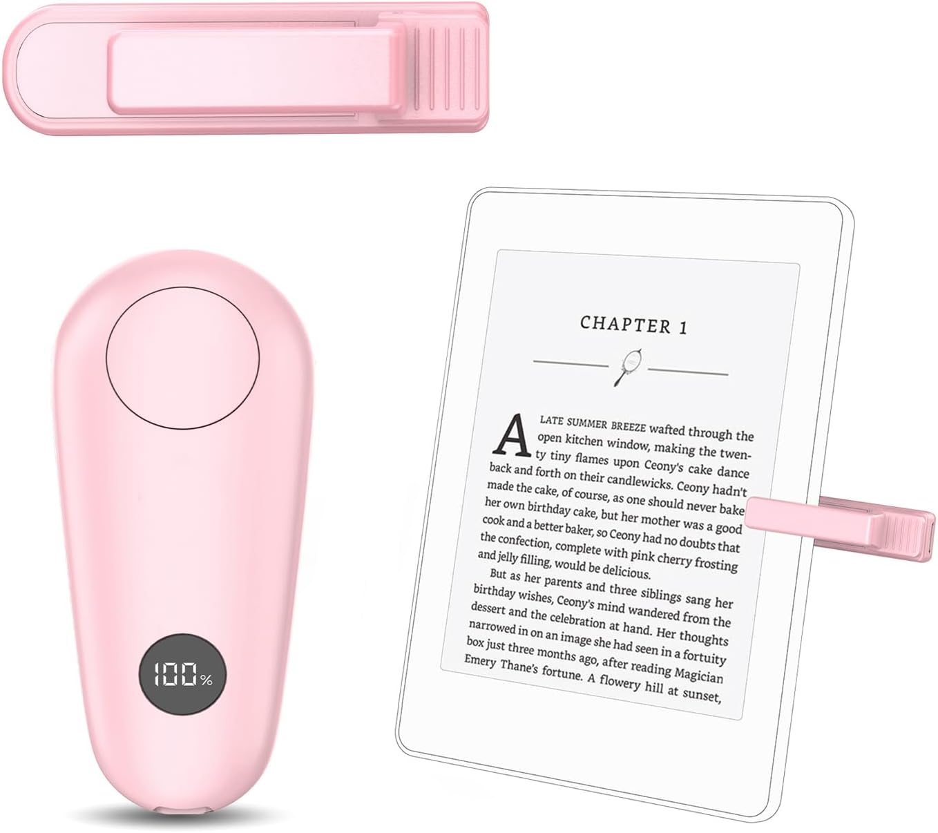 RF Remote Control Page Turner for Kindle Paperwhite Scribe Accessories, Page Turner Clicker for iPad Tablets Reading Novels Taking, Phone Camera Video Record Triggers Remote, Pink Small clip