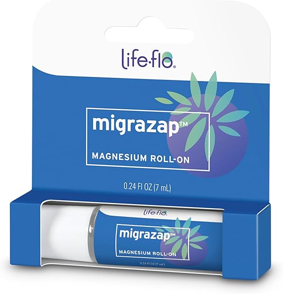 LIFE-FLO MigraZap Magnesium Roll On w/Magnesium Chloride, Lavender Essential Oil, Peppermint Essential Oil - Massage onto Temples, Forehead and Neck to Help Soothe The Mind, 0.24oz
