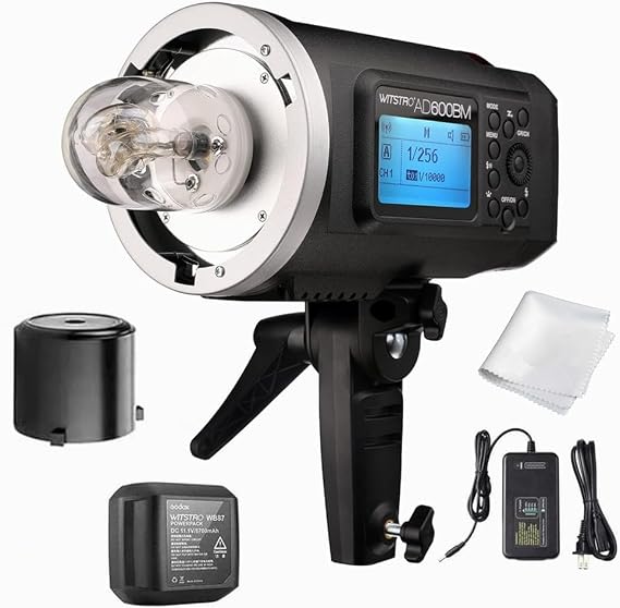 Godox AD600BM 600Ws Manual Outdoor Flash, HSS, 2.4G Wireless X System | Bowens Mount, GN87 Output, 8700mAh Battery, 500 Full Power Flashes, 0.01-2.5s Recycle Time, Studio & Outdoor Lighting