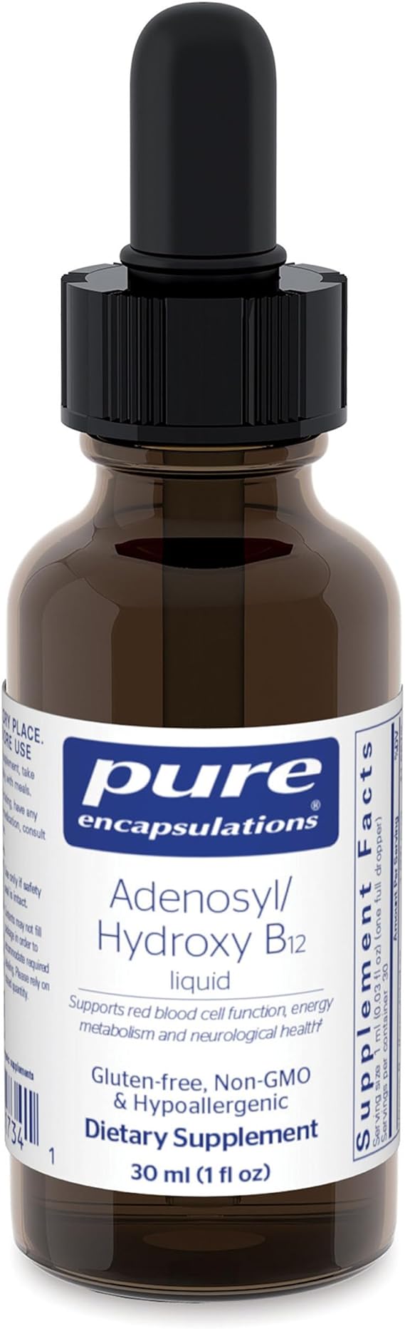 Pure Encapsulations Adenosyl/Hydroxy B12 Liquid 30 mL - Supports Energy Metabolism & Neurological Health* - for Brain Support* - Gluten Free - Vegan - 1 Fl Oz