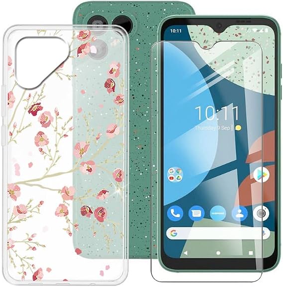 Cover for Fairphone 4 (6.30") Phone Case + Screen Protector, Translucent White Silicone Case, Shockproof Slim Non-Slip Protective Case-Little Flowers