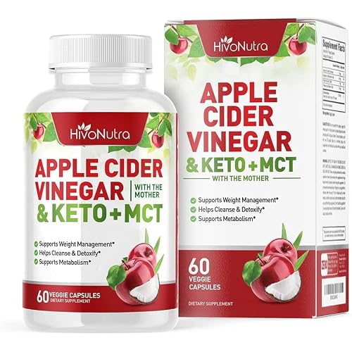 HivoNutra 4X Strength Apple Cider Vinegar Capsules  Keto & MCT Oil for Women & Men - Diet Supplement Helps Cleanse & Detox - Supports Healthy Diet - Vegan ACV Pills with Mother
