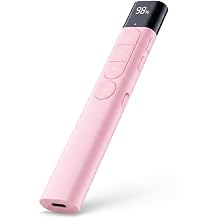 Wireless Presenter Remote – USB-C Rechargeable Light Pointer with Timer, LED Display, Volume & Hyperlink Control, 2.4GHz PowerPoint Clicker for Prezi, Mac, Windows, Teachers – Pink