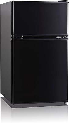 Midea WHD-127FB1 Compact Reversible Double Door Refrigerator and Freezer, 3.5 Cubic Feet, Black