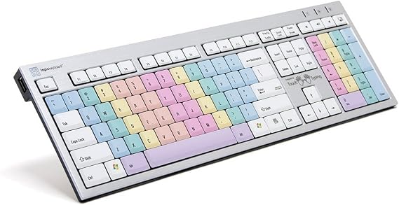 Logickeyboard Touch Typing Slim Line PC Keyboard | Training Colored Keyboard