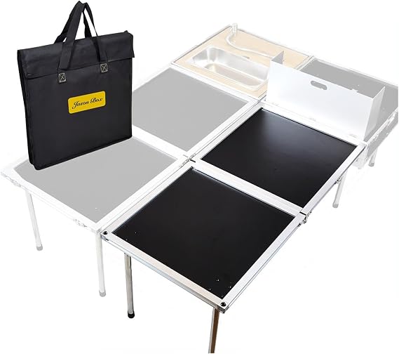 Camping Cooking Set With Sink and Stove Camping Kitchen Station Portable Camping Table With Storage Camping Box With Casters (Size : Add 1 extra table)