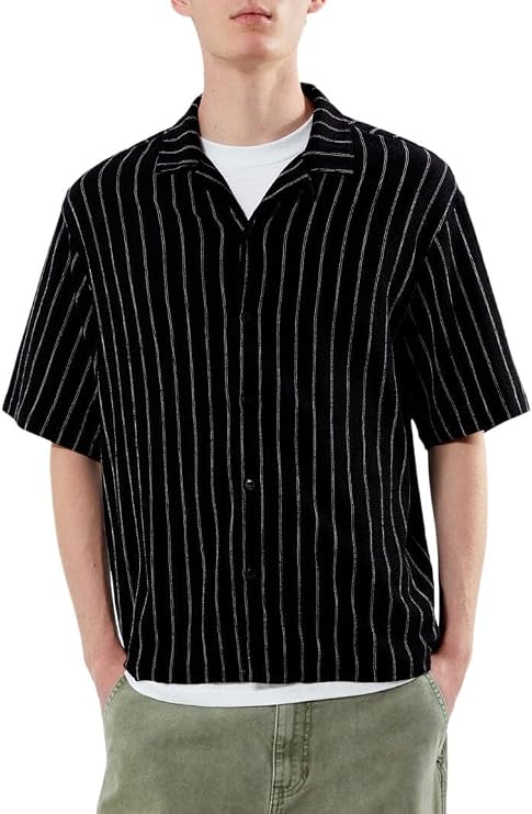 PacSun Men's Striped Oversized Camp Shirt